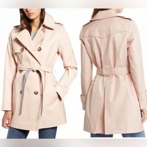Sam Edelman Blush Double Breasted Belted Trench Coat Jacket